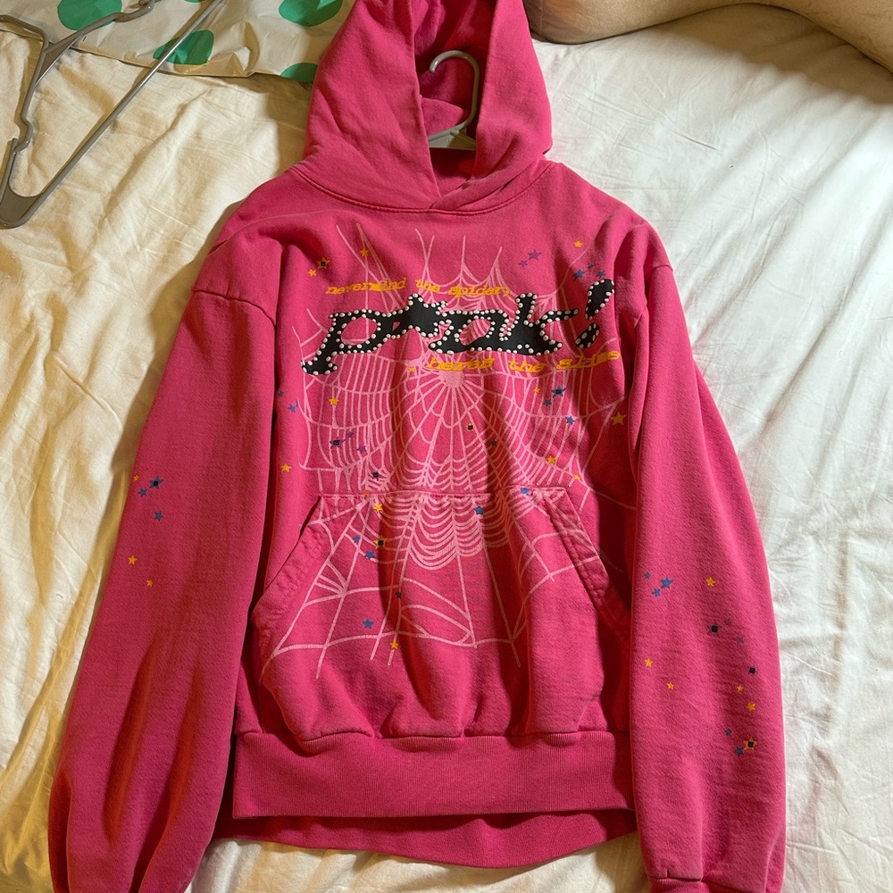 Sp5der pink hoodie size large